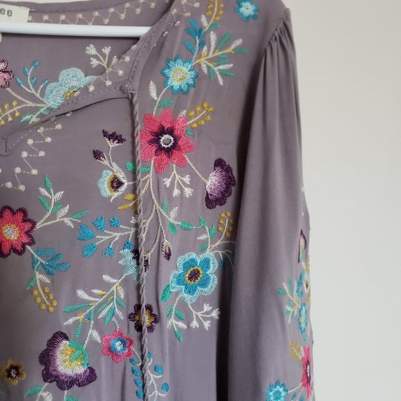 Umgee Mauve Embroidered Boho Shift Dress - Picture 3 of 7